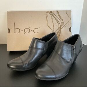 B.o.c. Misha Black Leather Side zip Ankle Boots Shoes Size 8.5